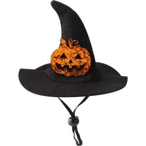 Pet Witch Hat Halloween Costume Black Pumpkin Hat for Cats Small Dogs Medium